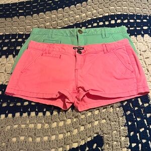 Express Women's Vibrant Pink and Blue Green Short Shorts
